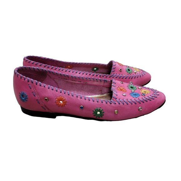 L J Simone Women Pink Ballet Barbie Flat Shoes 7 Festival Boho‎ Work Summer Y2K - Picture 5 of 8
